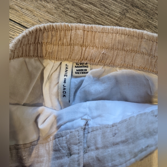 Janie & Jack 12-18 Month Boy Tan Linen Dress Pants Easter Ring Bearer Wedding - Picture 2 of 4